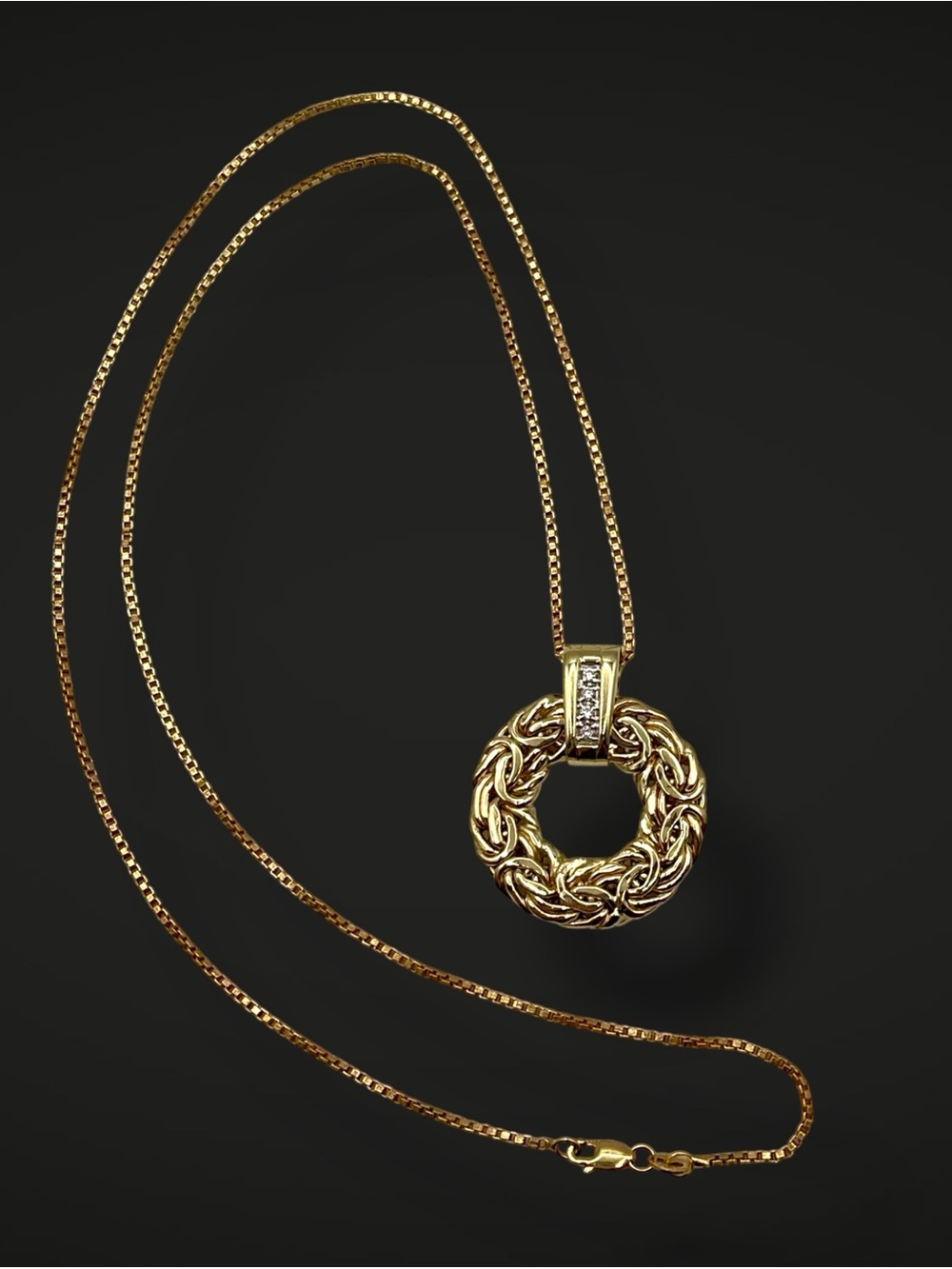 AK Atasay Kuyumculuk Turkey 14K Yellow Gold Byzantine Circle Pendant Necklace Es - Picture 4 of 16